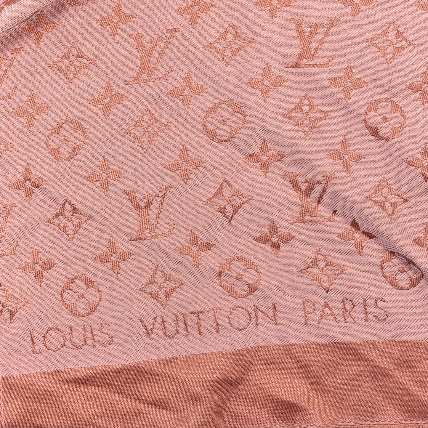 Silk Wool Monogram Denim Shawl Beige Pink