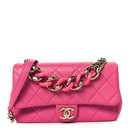 Chanel Lambskin Quilted Resin Bi-Color Chain Flap Bag Pink 1 of 11