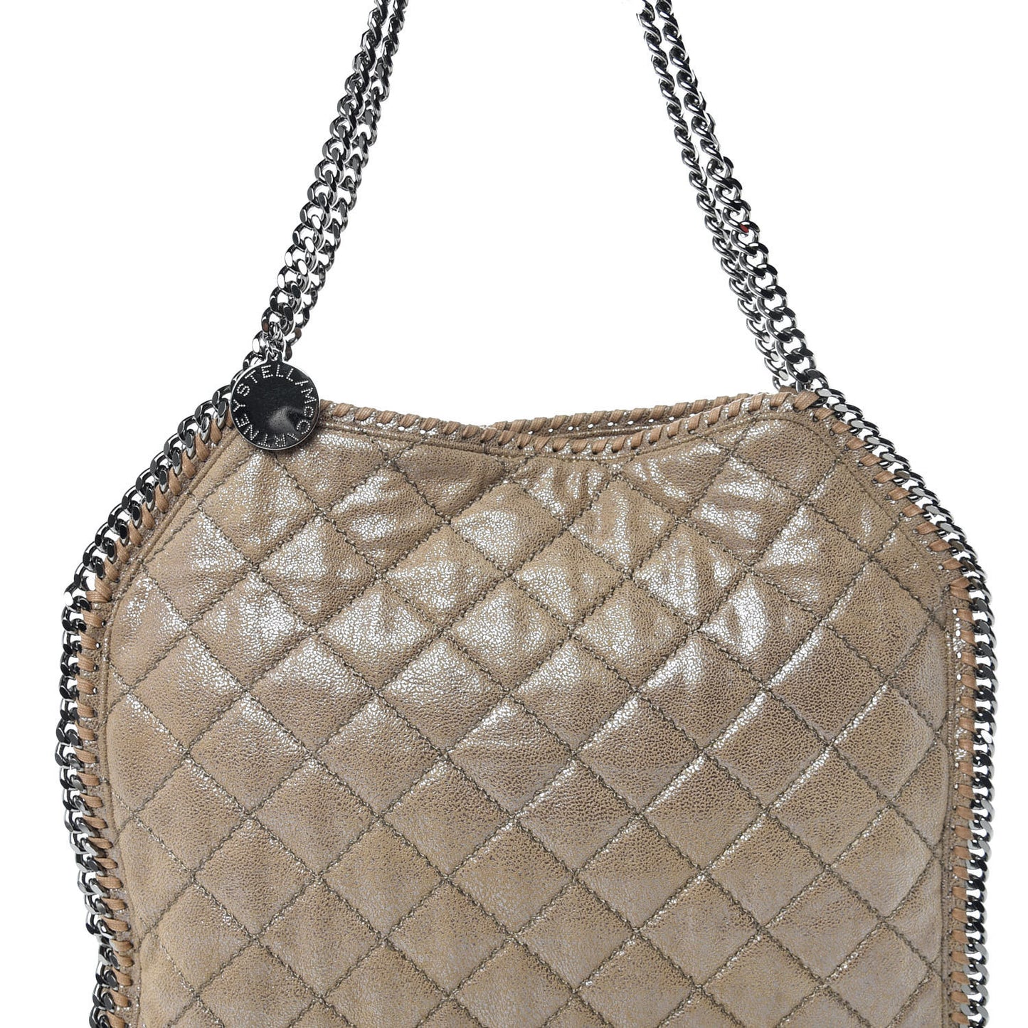 Shaggy Deer Quilted Falabella Tote Taupe