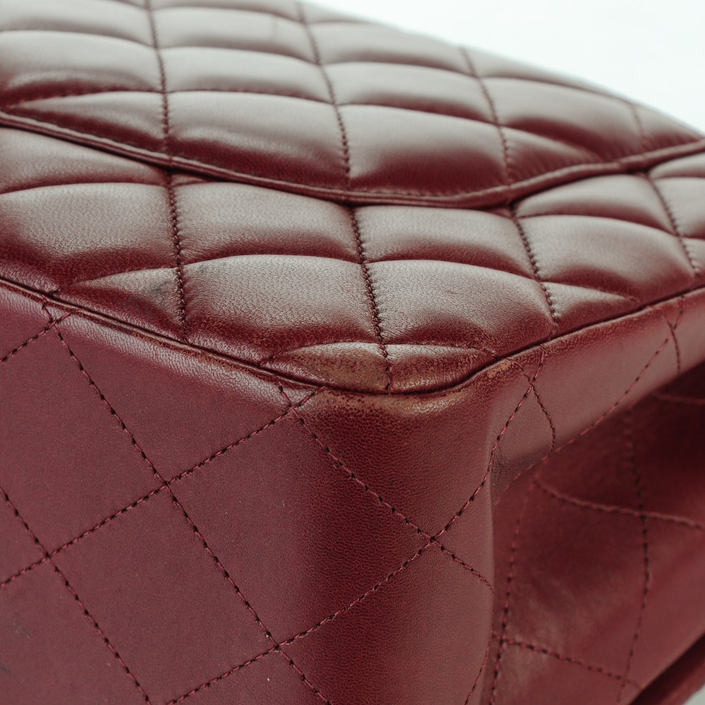 Lambskin Quilted Jumbo Double Flap Dark Red