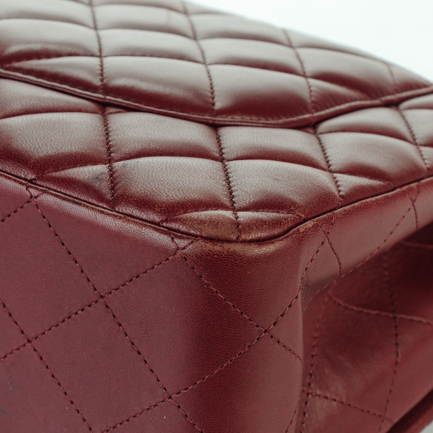 Chanel Lambskin Quilted Jumbo Double Flap Dark Red 12 of 13