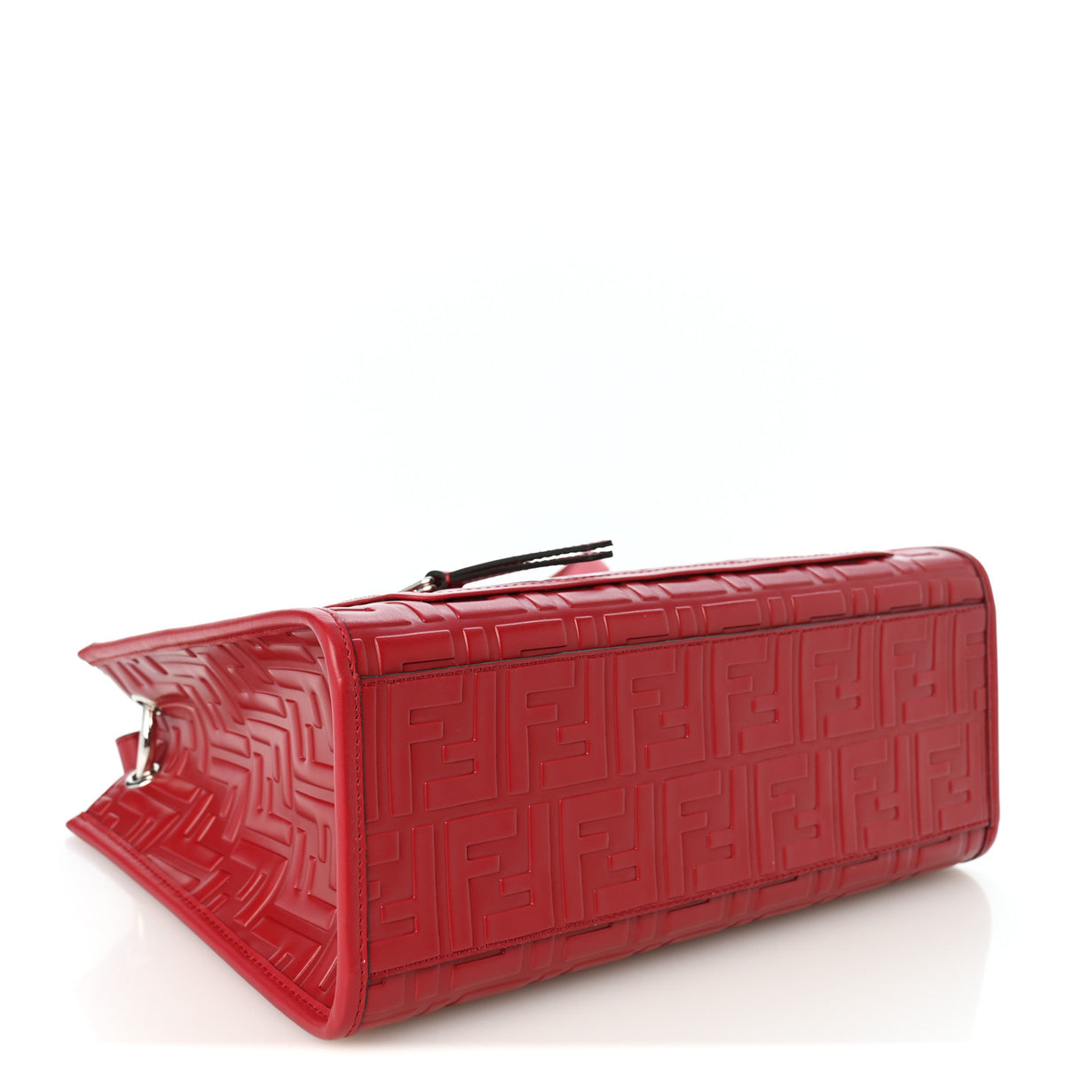 Fendi Vitello Century Wicker FF 1974 Embossed Small Runaway Shopper Tote Fragola 4 of 10