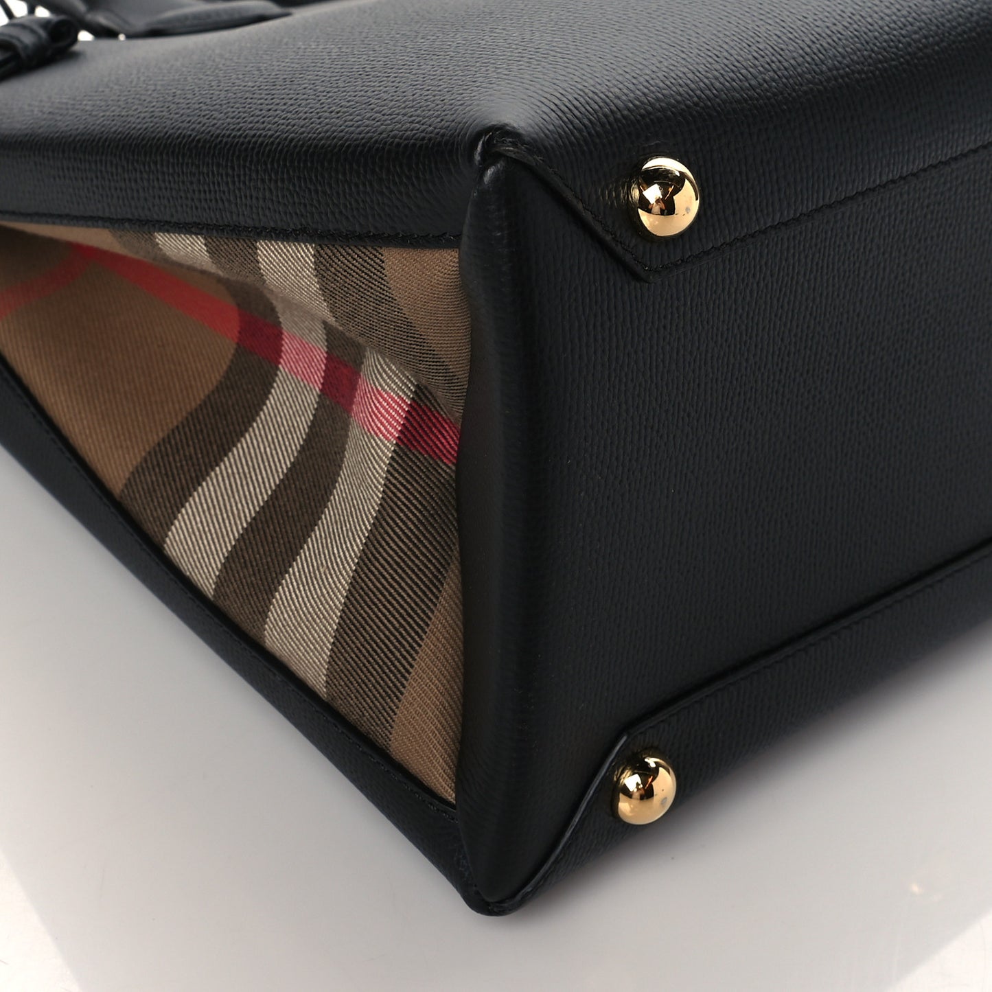 Grainy Calfskin House Check Medium Banner Tote Black