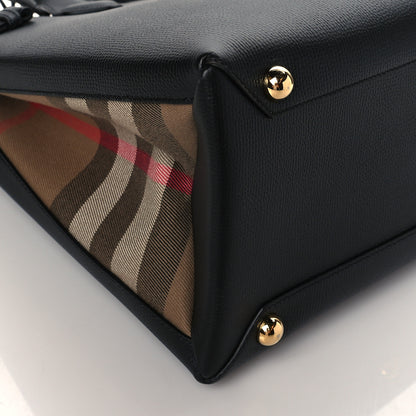 Burberry Grainy Calfskin House Check Medium Banner Tote Black 7 of 8