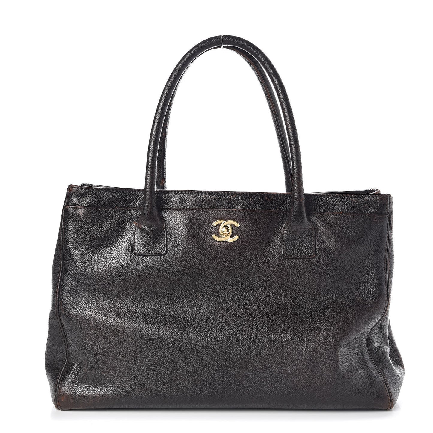 Calfskin Cerf Executive Shopper Tote Dark Brown