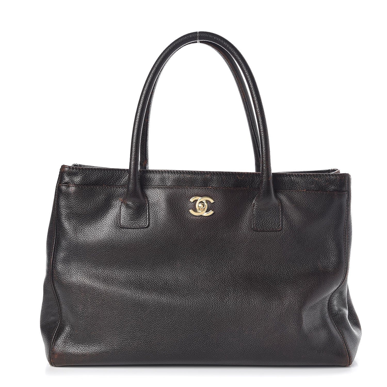 Chanel Calfskin Cerf Executive Shopper Tote Dark Brown 1 of 14