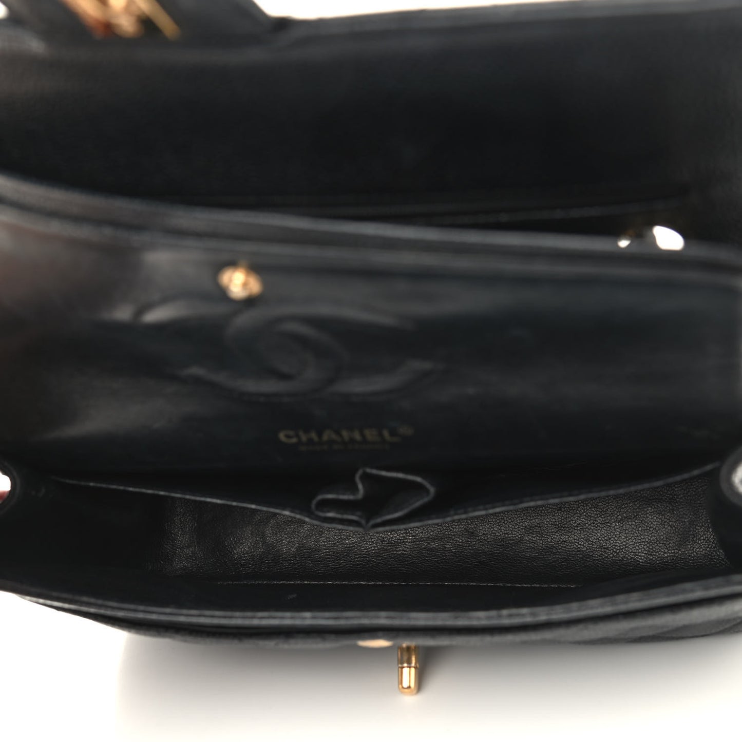 Caviar Quilted Medium Double Flap Black
