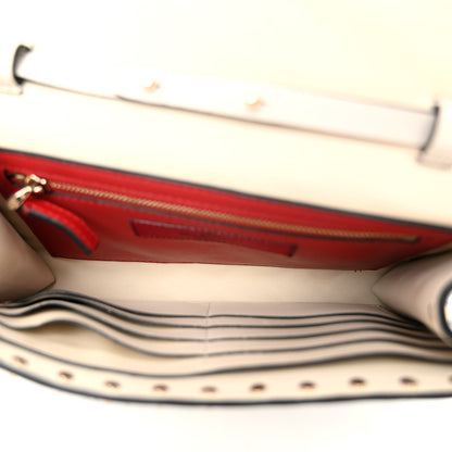 Valentino Garavani Nappa Denim Quilted Rockstud Spike Wallet on Chain Ivory Blue 5 of 9