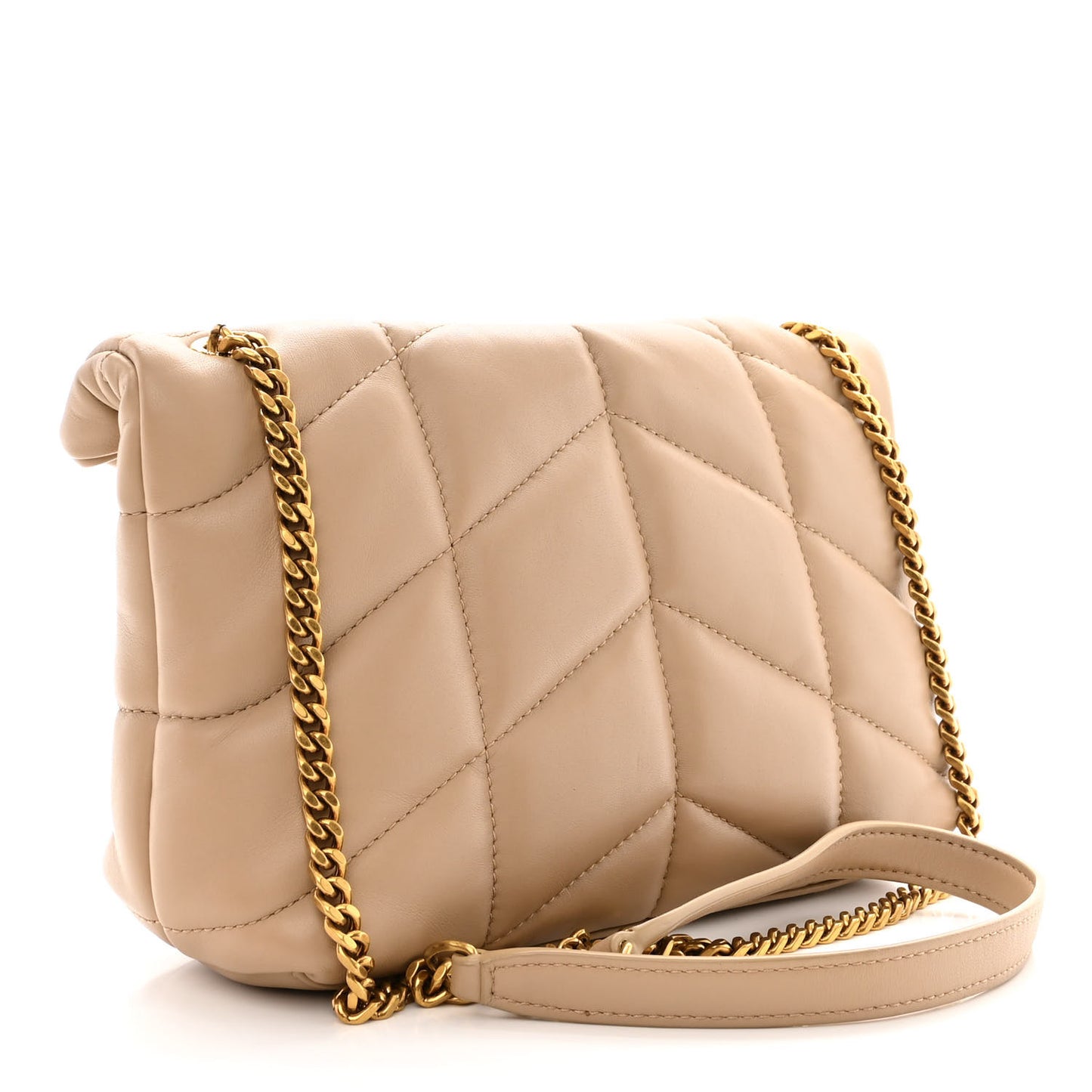 Lambskin Quilted Toy Loulou Puffer Monogram Chain Satchel Dark Beige