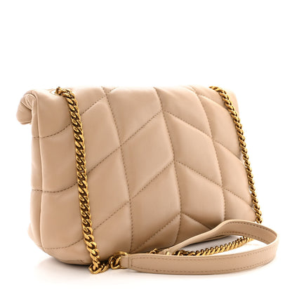 Saint Laurent Lambskin Quilted Toy Loulou Puffer Monogram Chain Satchel Dark Beige 3 of 10