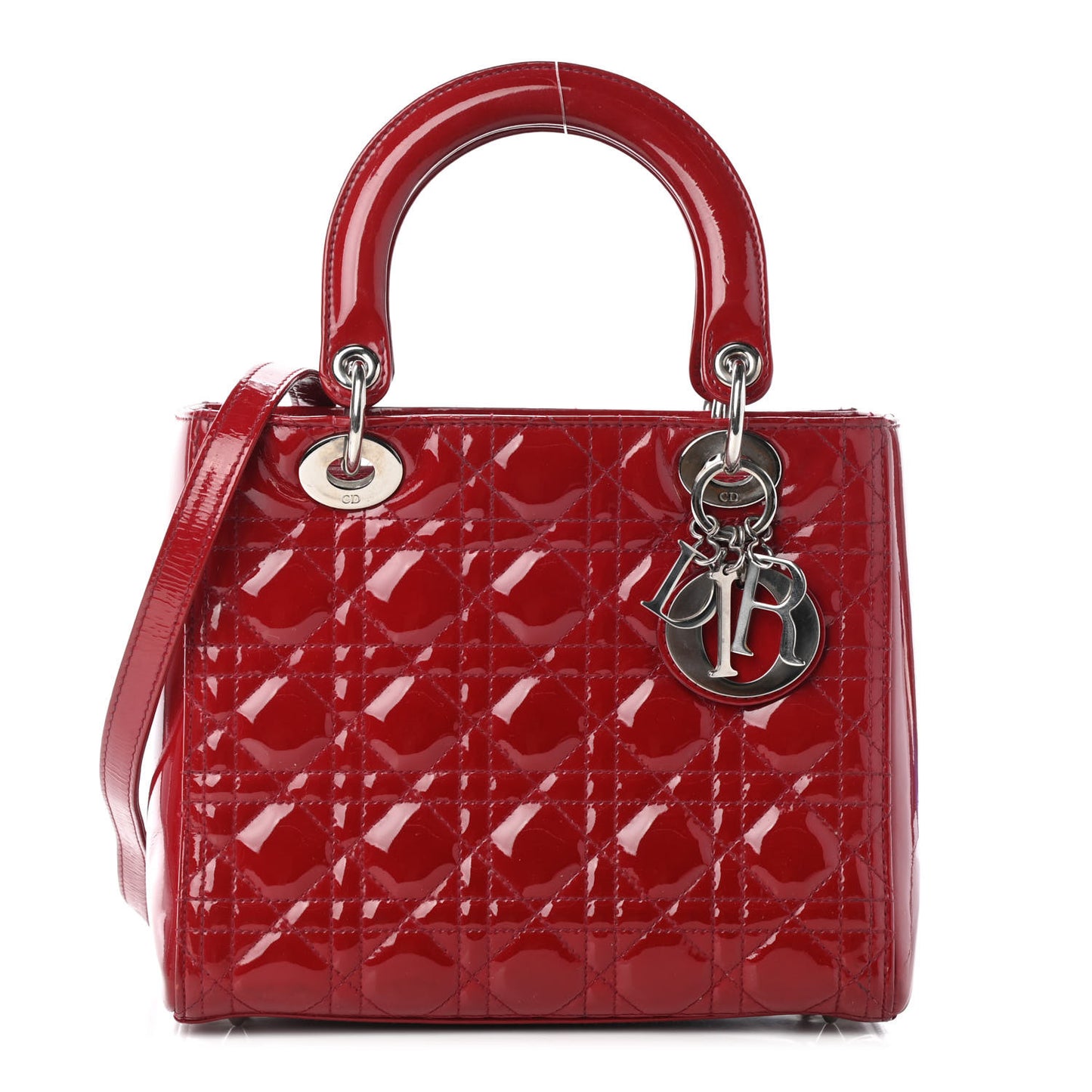 Patent Cannage Medium Lady Dior Red
