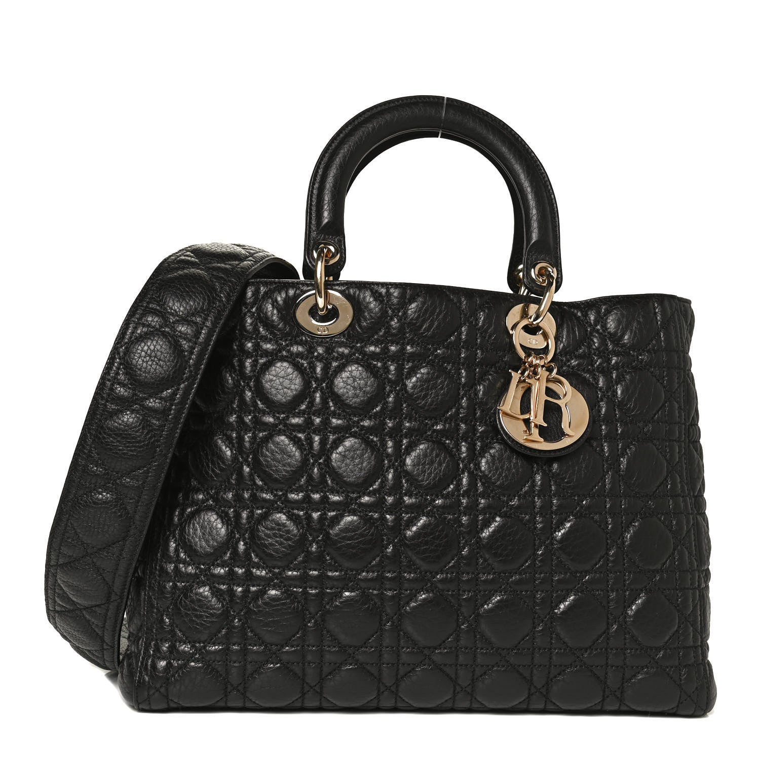 Christian Dior Grained Calfskin Cannage Large Supple Lady Dior Black 1 of 12