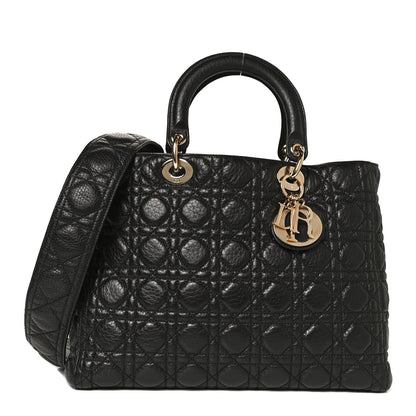Christian Dior Grained Calfskin Cannage Large Supple Lady Dior Black 1 of 12