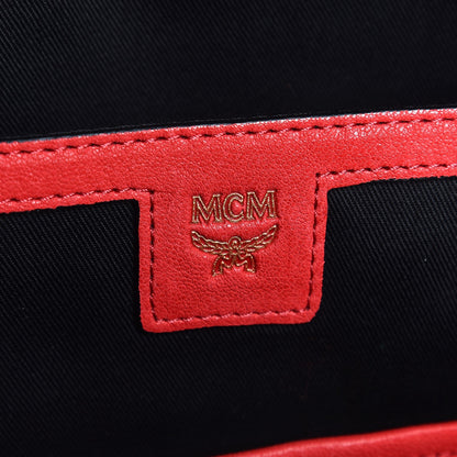 MCM Lambskin Fox Fur Small Stark Insignia Backpack Red 6 of 9