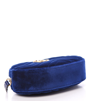 Gucci Velvet Matelasse GG Marmont Belt Bag 75 30 Cobalt Blue 3 of 10