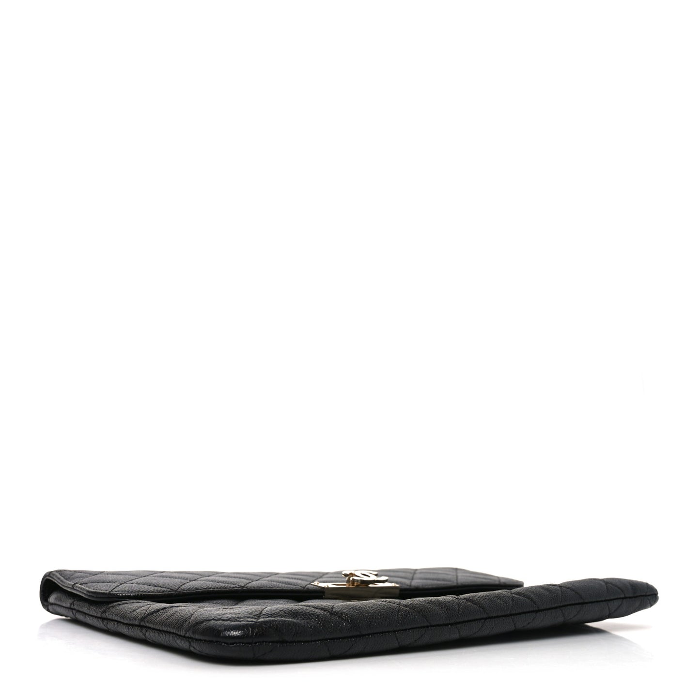 Caviar Quilted Medium Golden Class Pouch Black