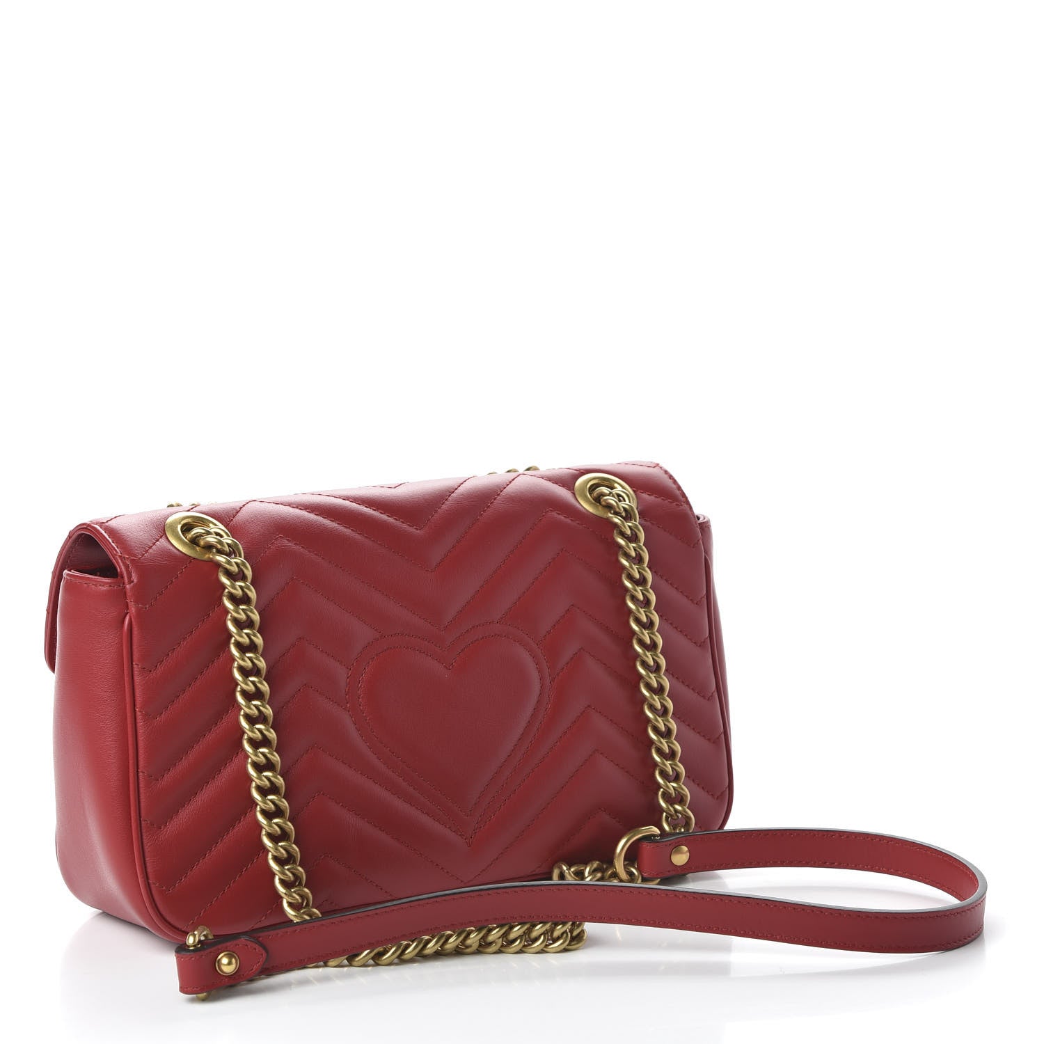 Gucci Calfskin Matelasse Small GG Marmont Shoulder Bag Hibiscus Red 3 of 10