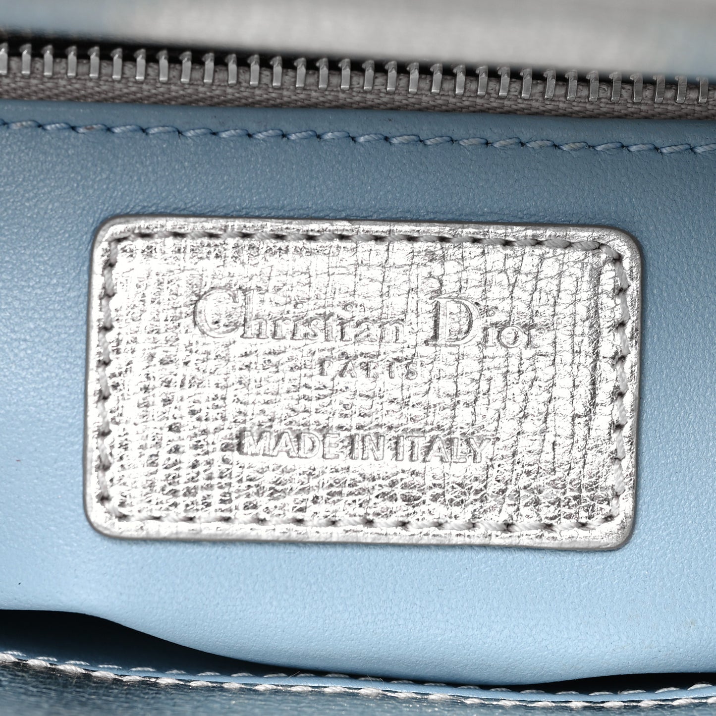 Metallic Grained Calfskin Cannage Small Lucky Badges My Lady Dior Silver