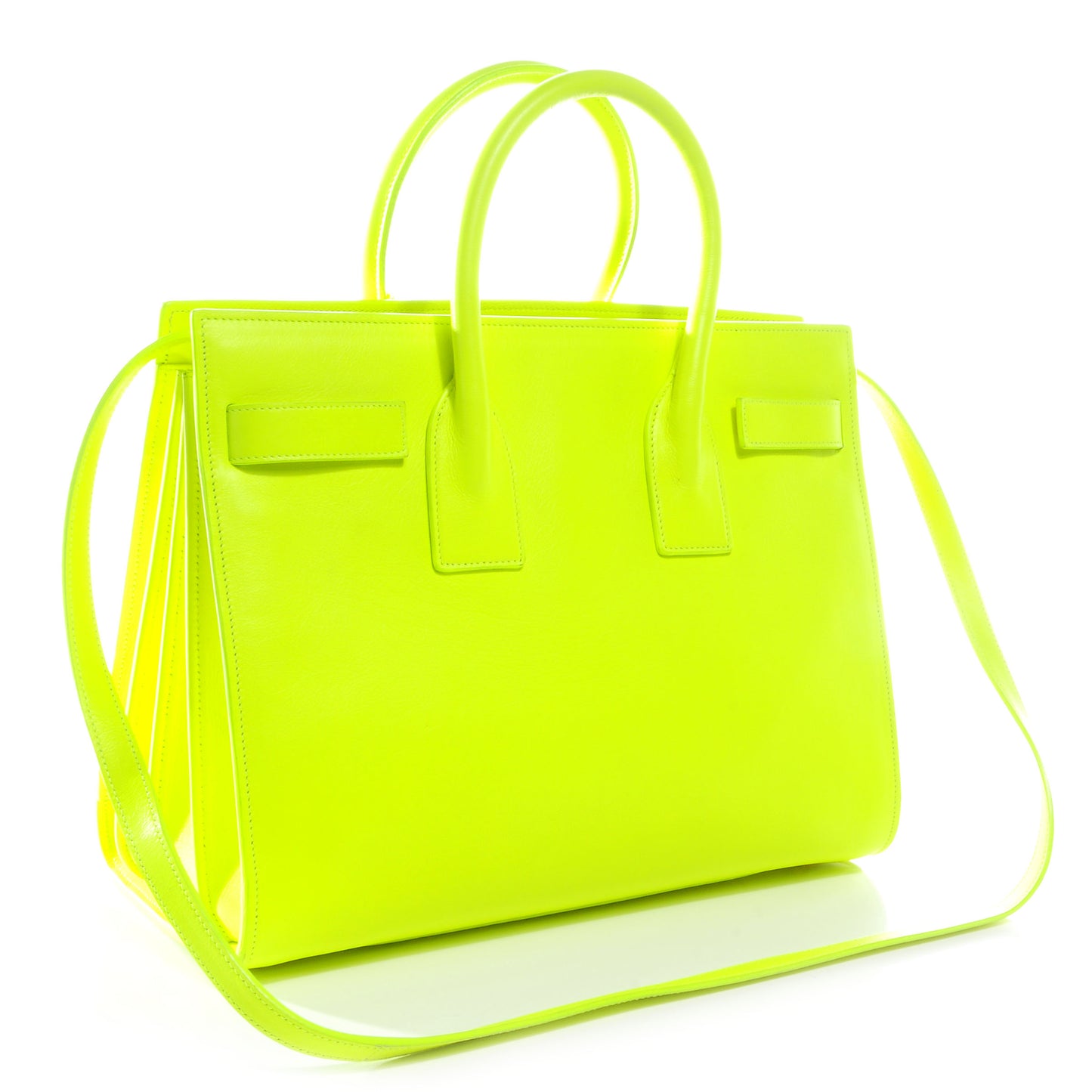 Leather Small Sac de Jour Carryall Yellow Neon