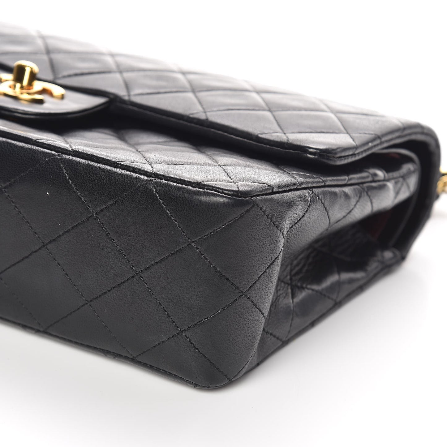 Lambskin Quilted Medium Double Flap Black