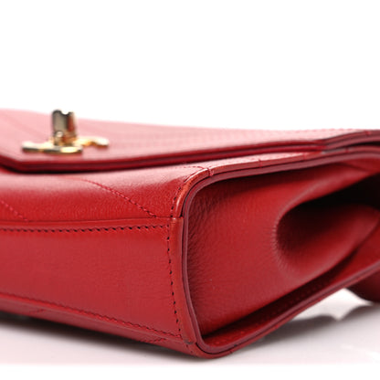 Chanel Calfskin Chevron Stitched Coco Waist Bag Red 10 of 10