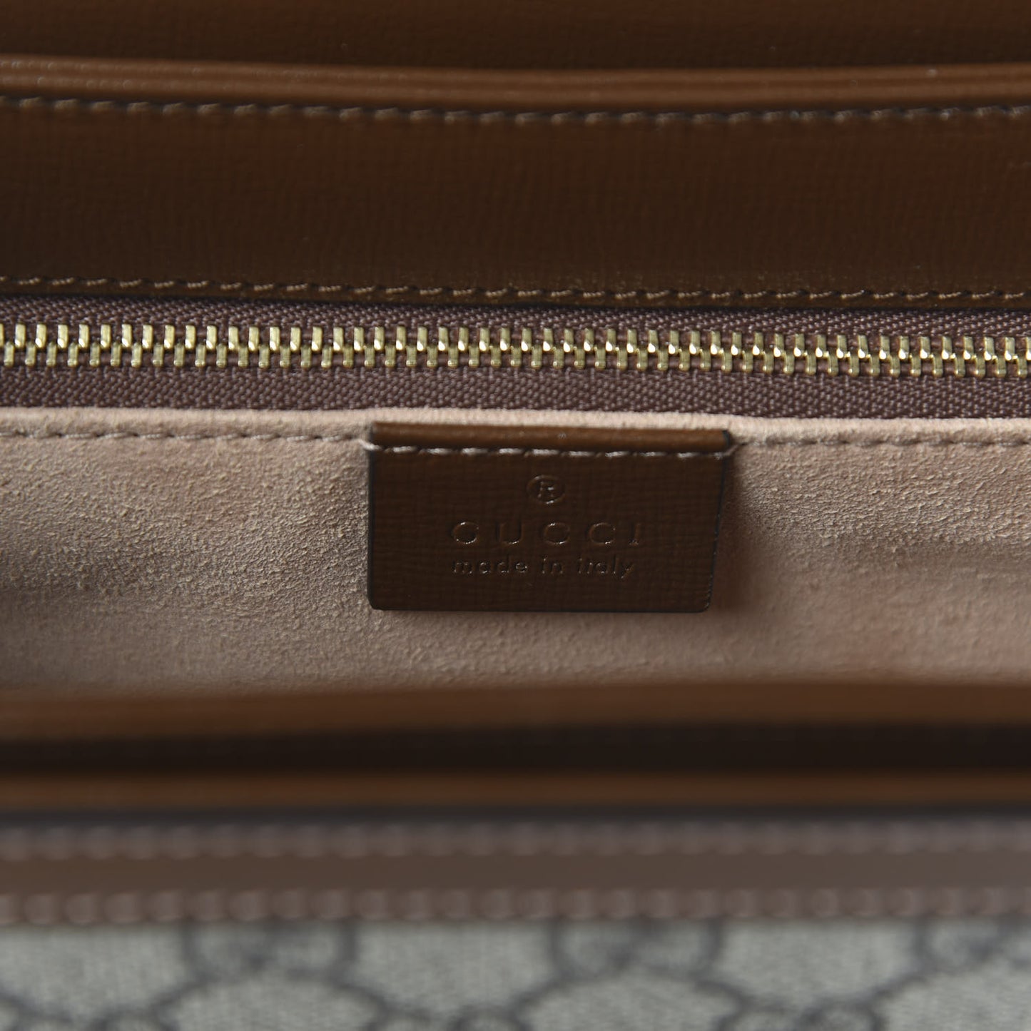 GG Supreme Monogram Horsebit 1955 Shoulder Bag Beige Brown Sugar