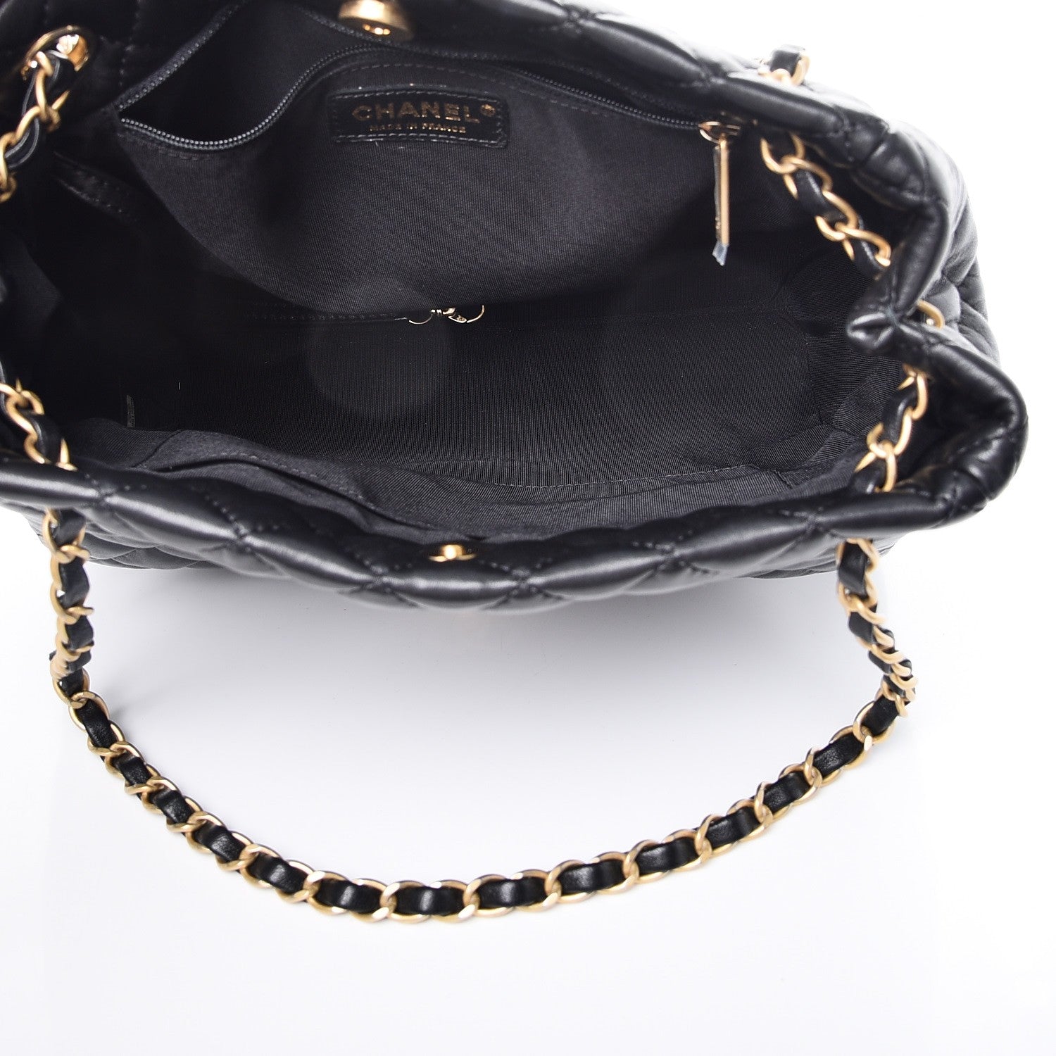 Chanel Lambskin Quilted Large Fluffy CC Shopping Tote Black 5 of 8
