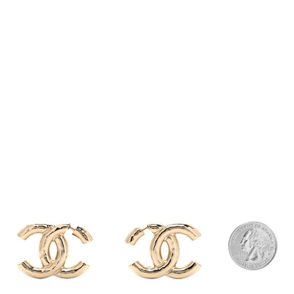 Chanel Metal Large CC Earrings Light Gold 2 of 4