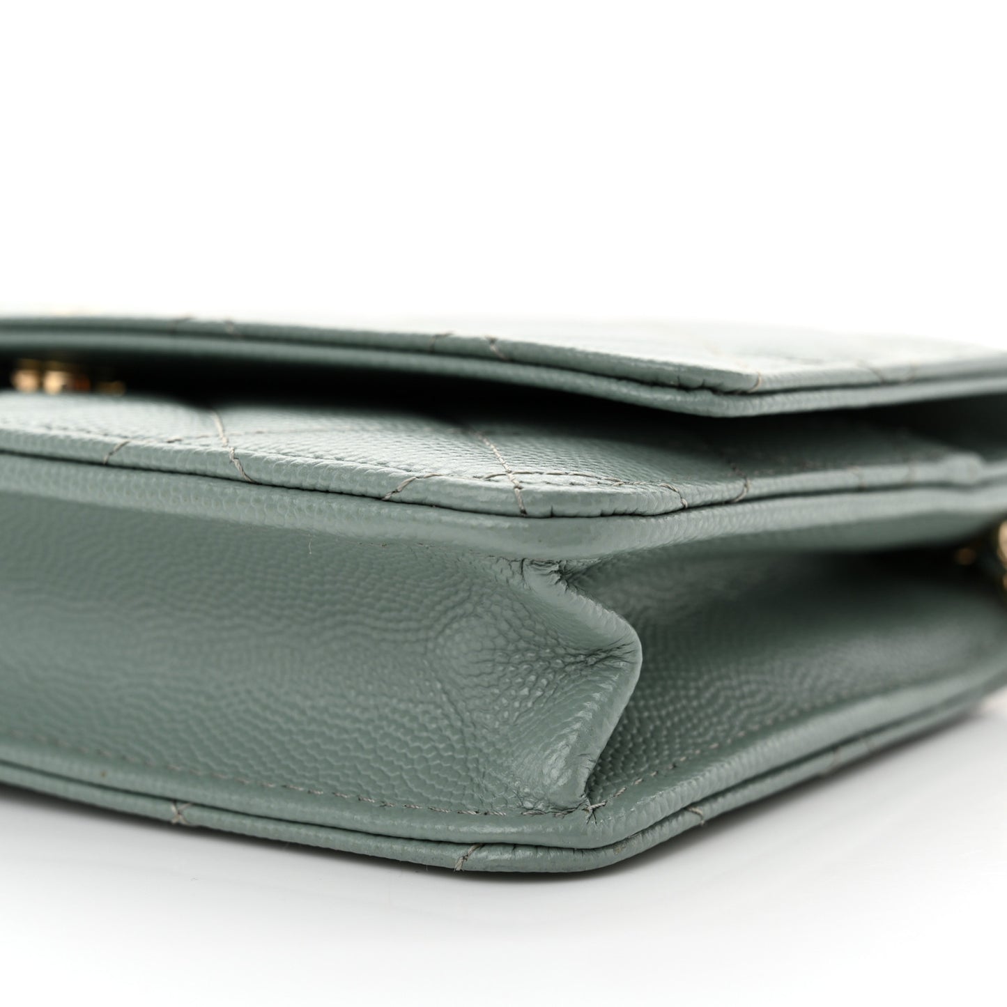 Caviar Quilted Wallet on Chain WOC Light Blue