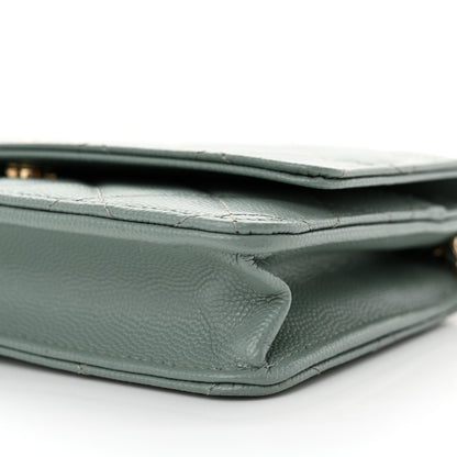 Chanel Caviar Quilted Wallet on Chain WOC Light Blue 11 of 13