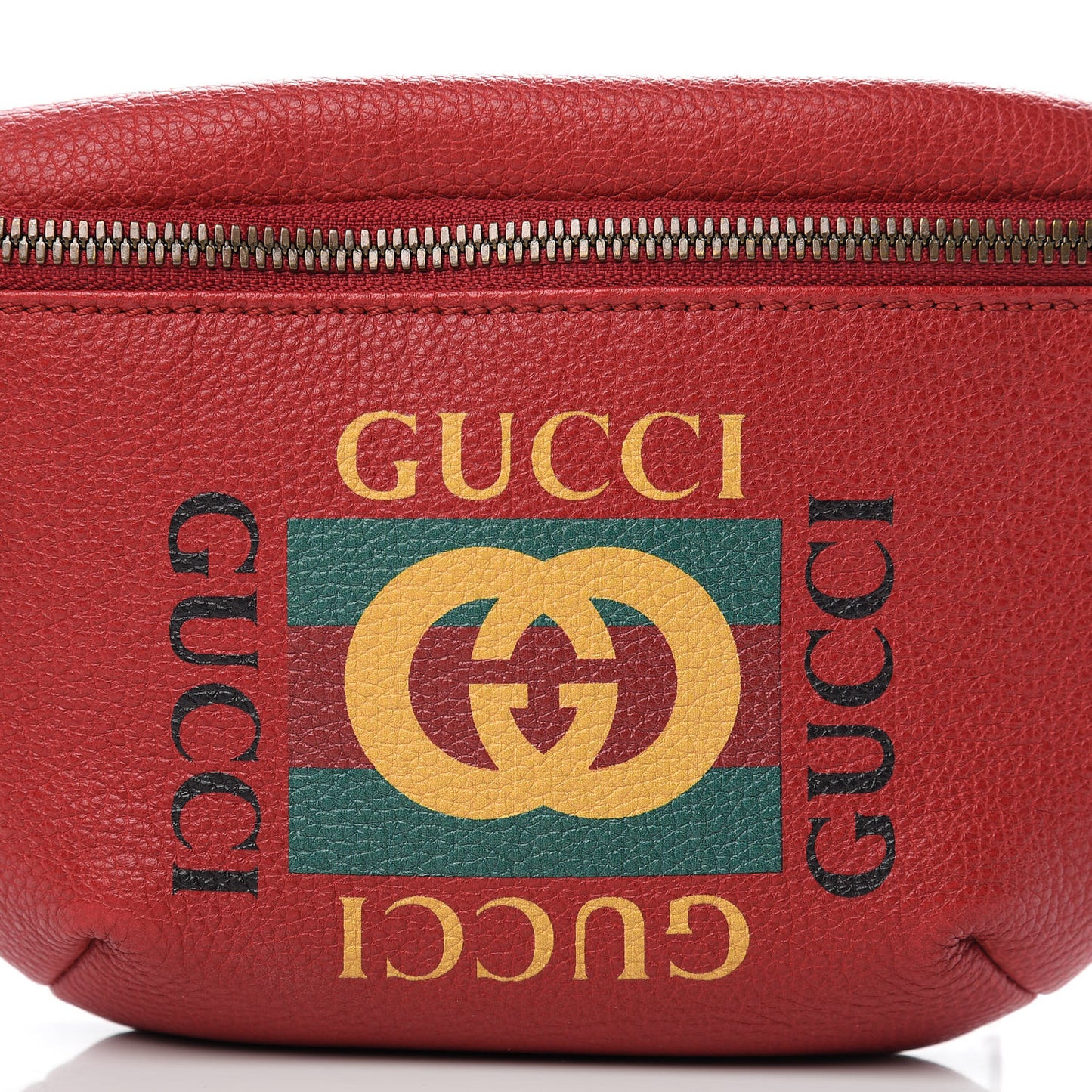 Grained Calfskin Small Logo Belt Bag Hibiscus Red