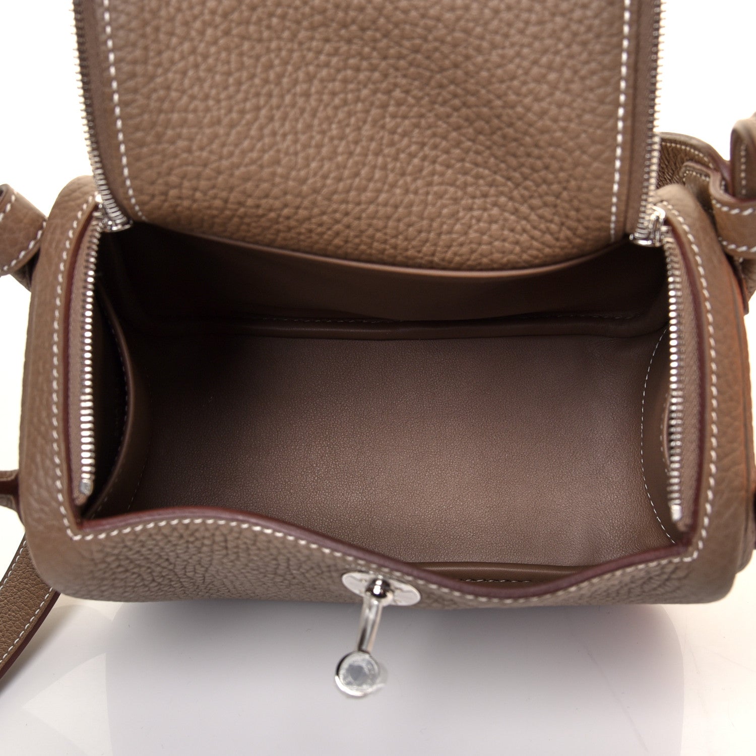 Hermes Taurillon Clemence Mini Lindy 20 Etoupe 5 of 10