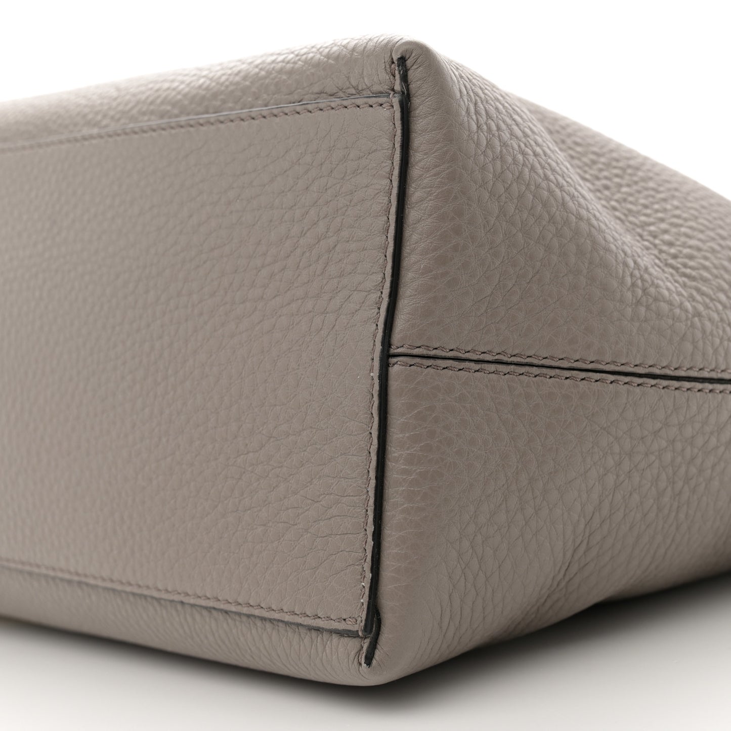 Grained Calfskin Small Rockstud Shoulder Tote Dove Gray