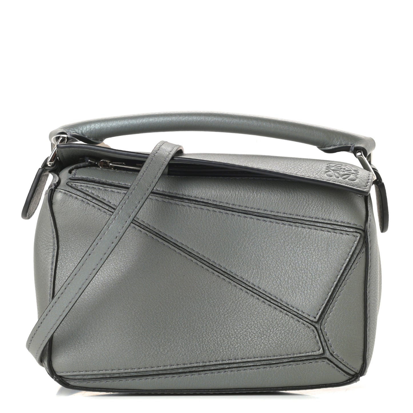 Metallic Calfskin Mini Puzzle Bag Gunmetal