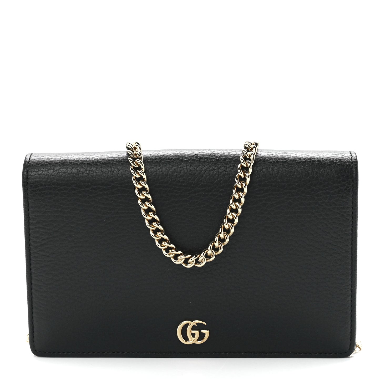 Calfskin Mini GG Marmont Chain Wallet Black