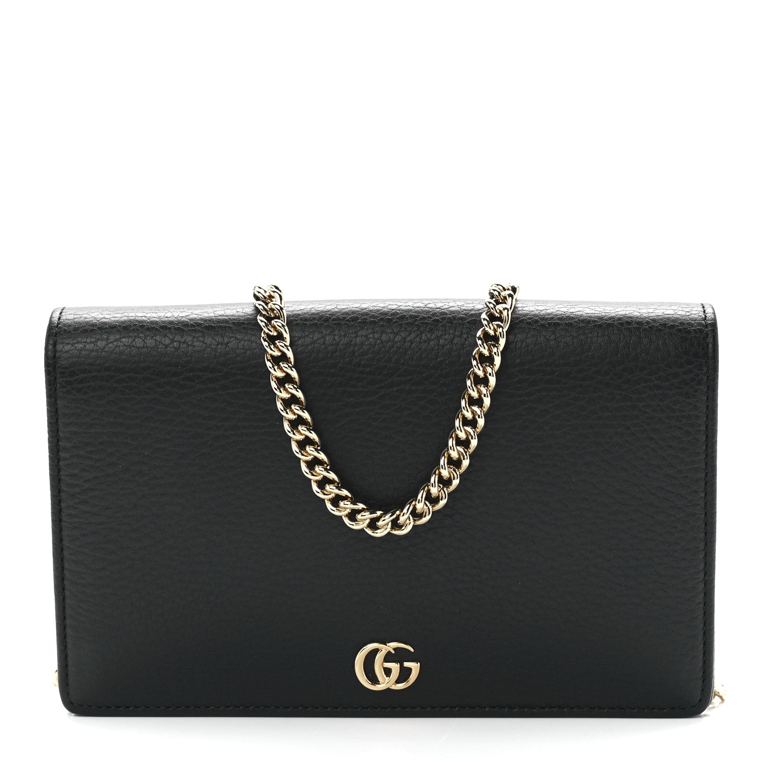 Gucci Calfskin Mini GG Marmont Chain Wallet Black 1 of 11