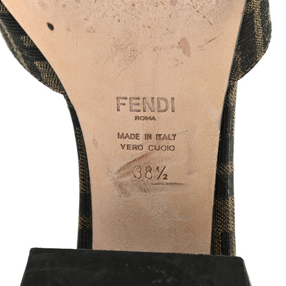 Fendi Jacquard Calfskin FF Crocodile Embossed Promenade Slide Sandals 38.5 Tobacco Moro Black 6 of 8