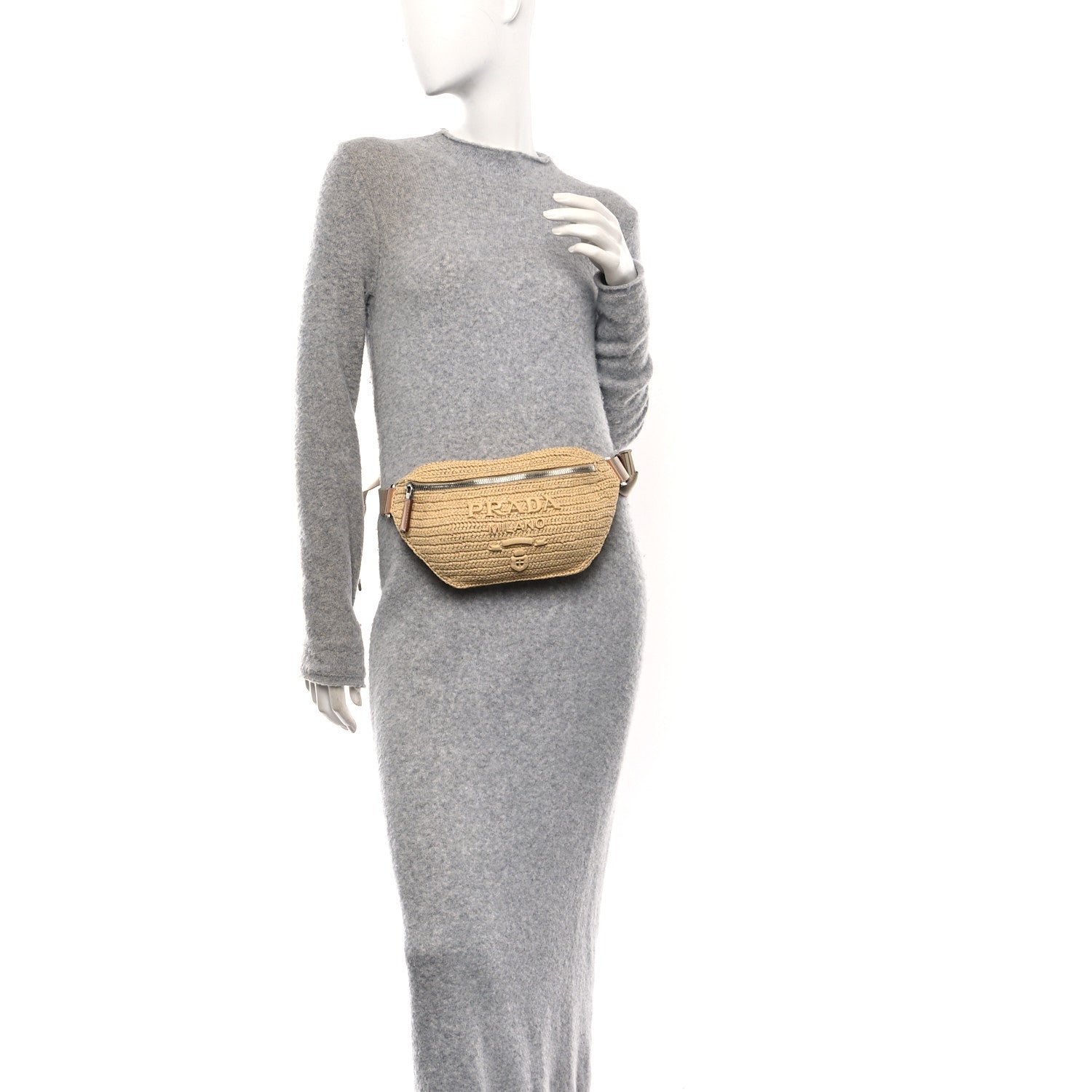 Prada Yarn Raffia Effect Crochet Belt Bag Naturale 2 of 10