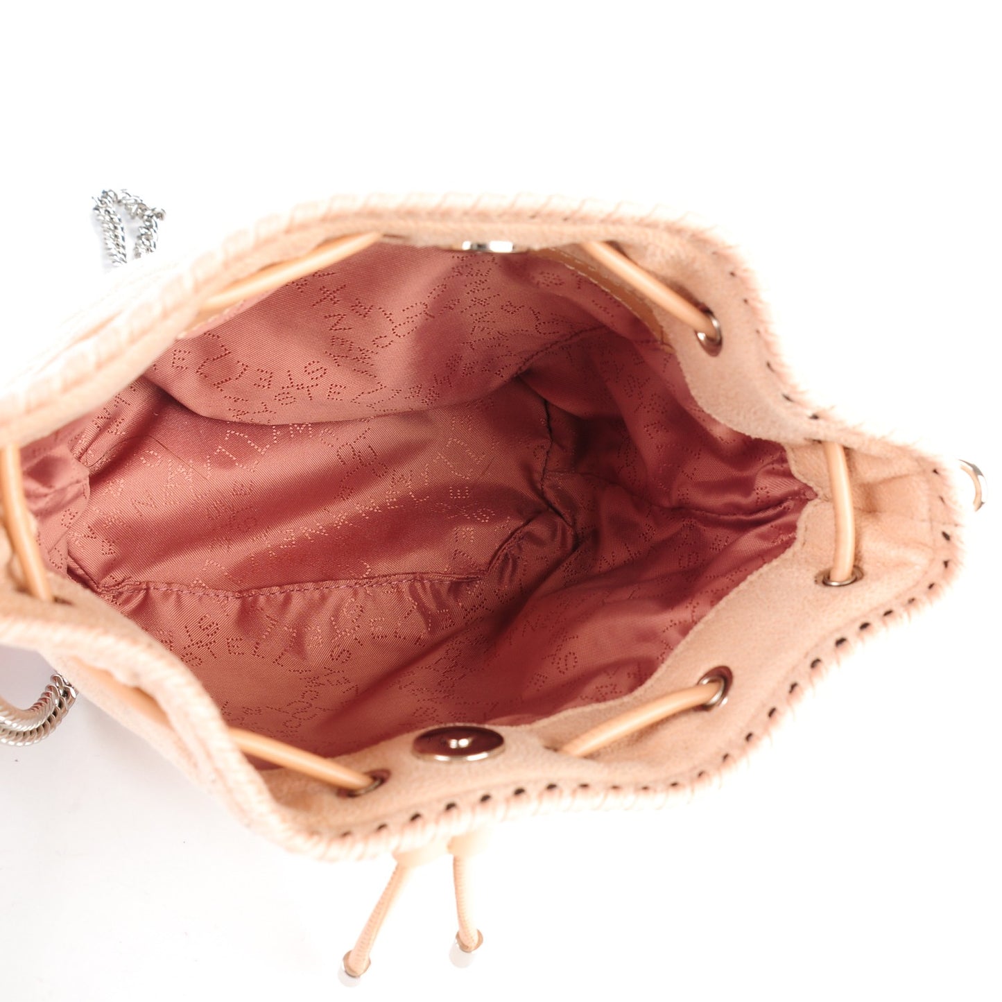 Shaggy Deer Small Falabella Quilted Studded Bucket Bag Powder