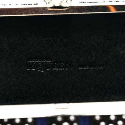 Alexander McQueen Suede Studded Britannia Skull Box Clutch Blue Black 6 of 6