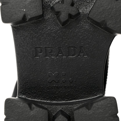 Prada Spazzolato Rois Nylon Metal Triangle Logo Monolith Pouch Pocket 55mm Boots 40 Black 6 of 8