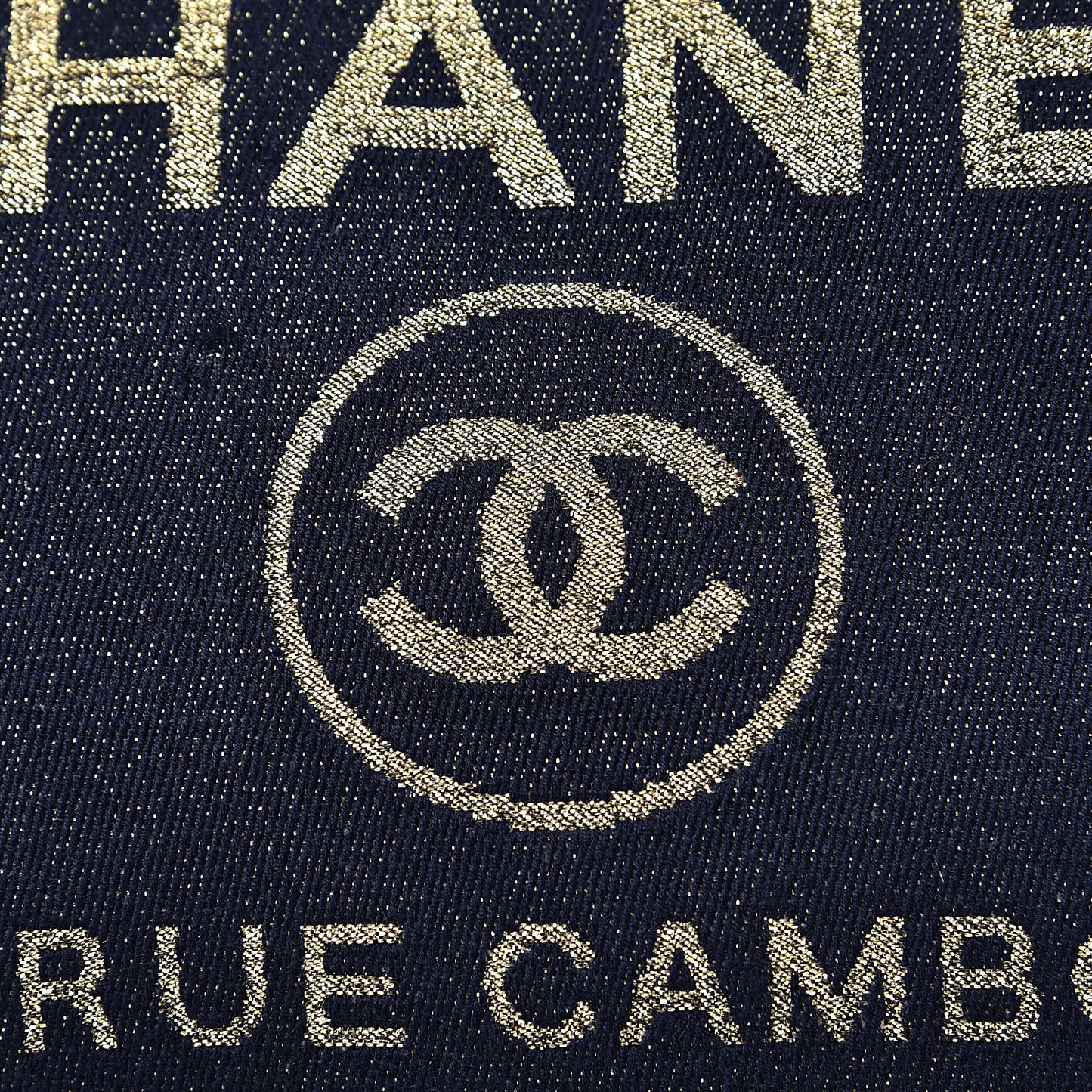 Lurex Canvas Medium Deauville Tote Navy Blue Gold