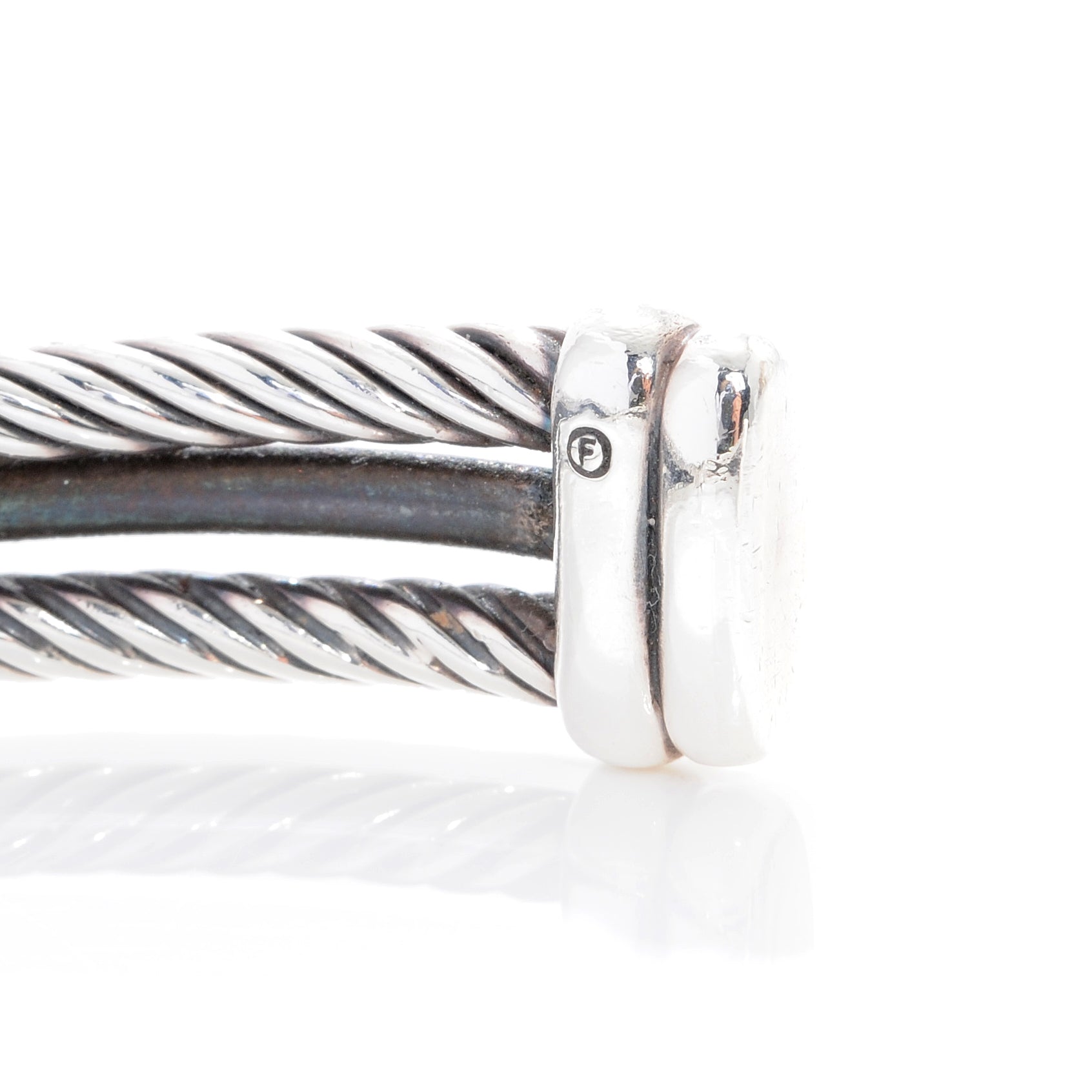David Yurman Sterling Silver Diamond Crossover X Cuff 7 of 7