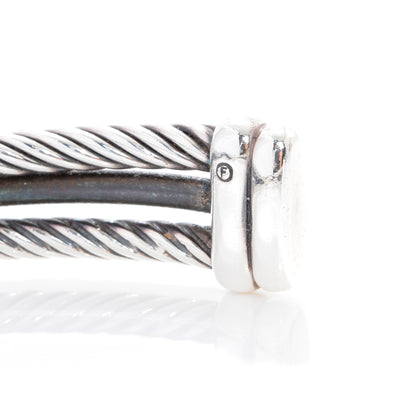 David Yurman Sterling Silver Diamond Crossover X Cuff 7 of 7