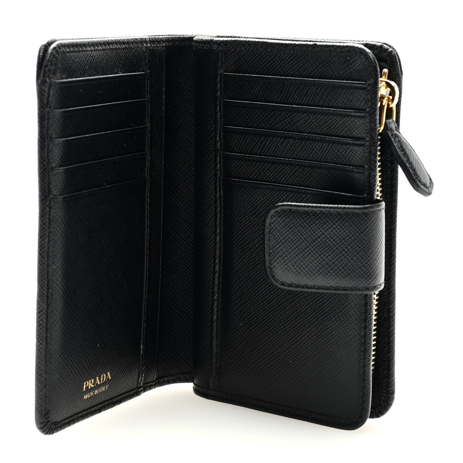 Prada Saffiano Compact Wallet Black 5 of 6