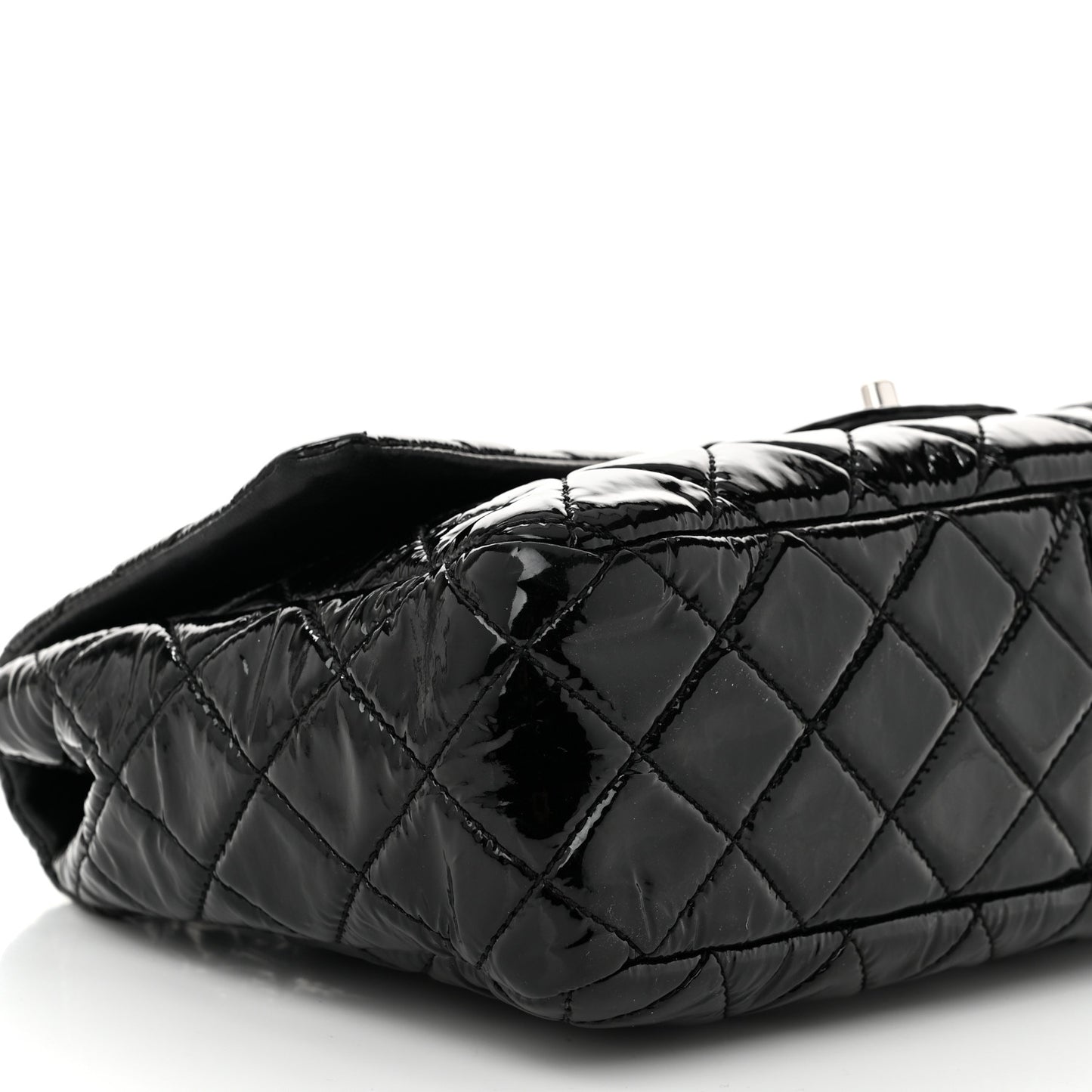 Patent Quilted Jumbo Single Flap Black