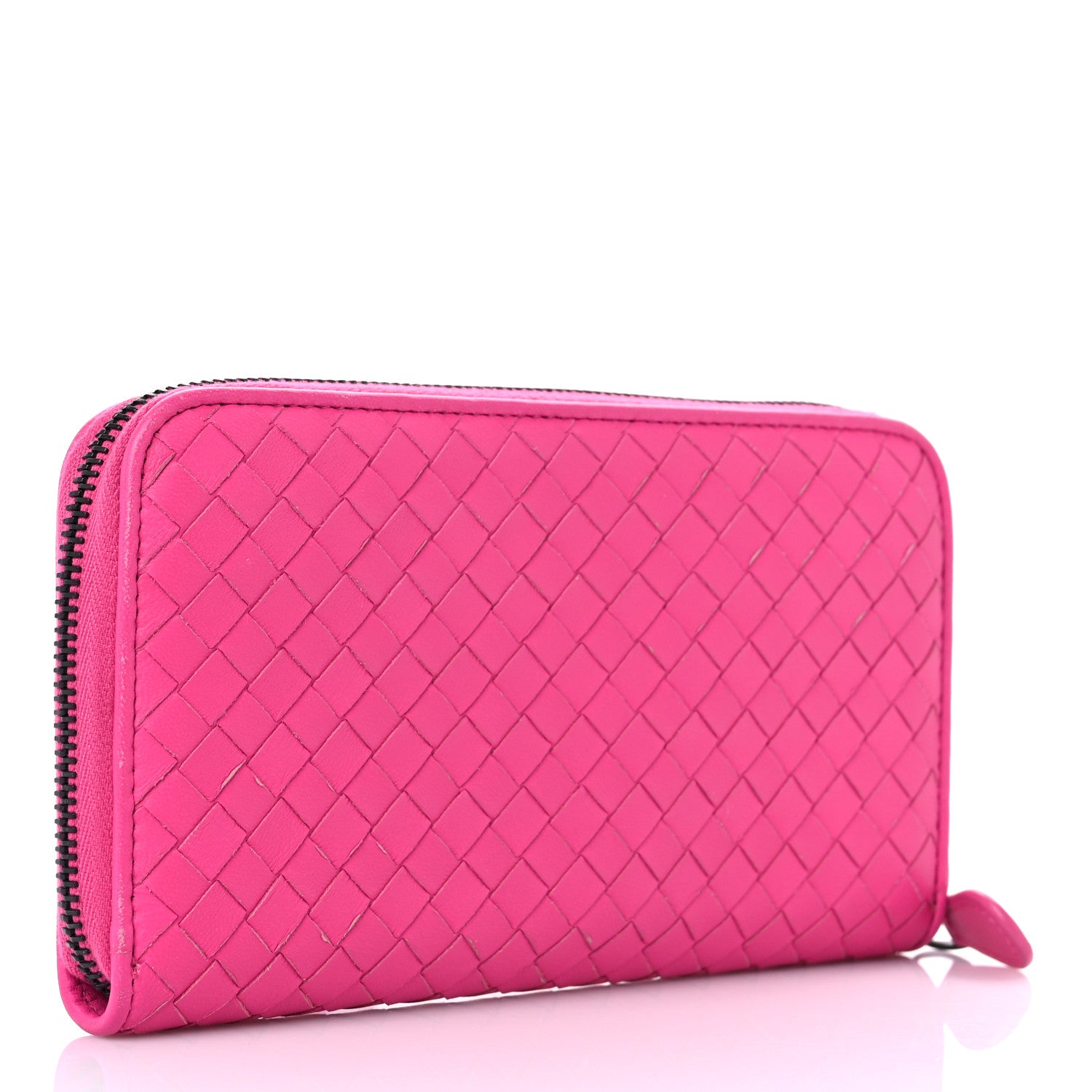 Bottega Veneta Nappa Intrecciato Zip Around Wallet Pink 3 of 17