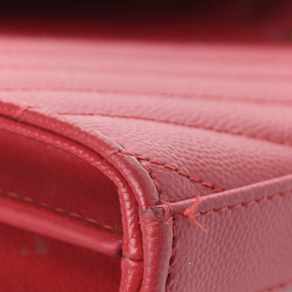 Saint Laurent Grain De Poudre Matelasse Chevron Monogram Chain Wallet Red 7 of 10