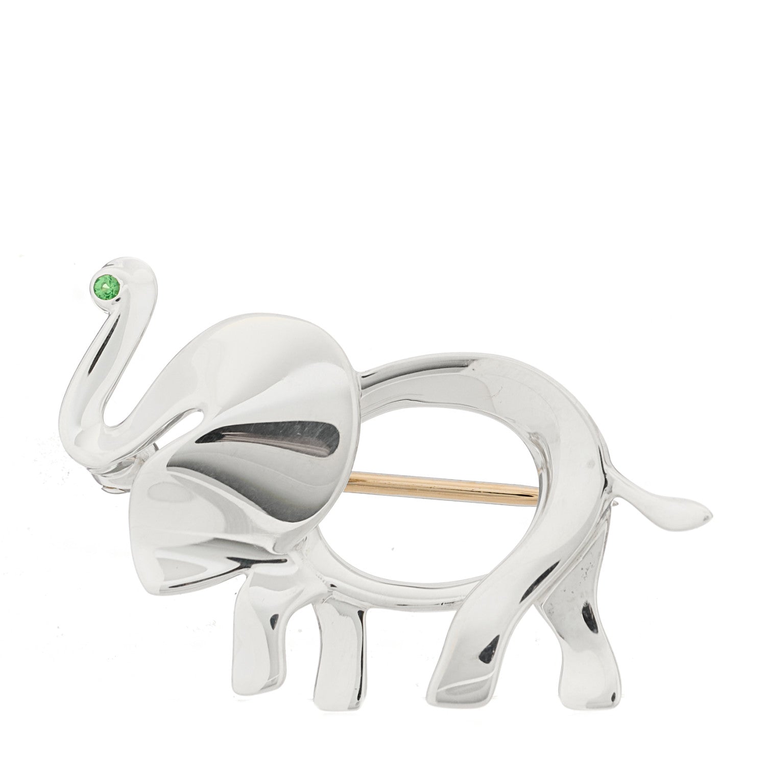 Tiffany Sterling Silver Tsavorite Save the Wild Elephant Brooch 1 of 4