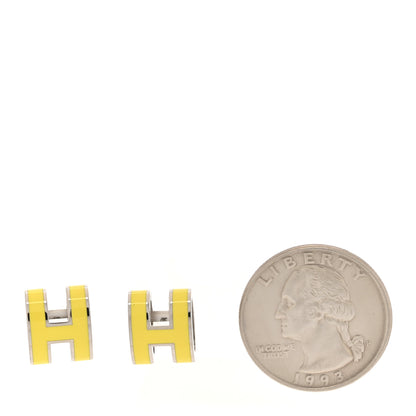 Hermes Palladium Lacquered Pop H Earrings Jaune Sature 2 of 6